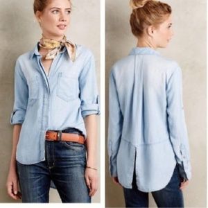 cloth & stone chambray button down denim shirt S